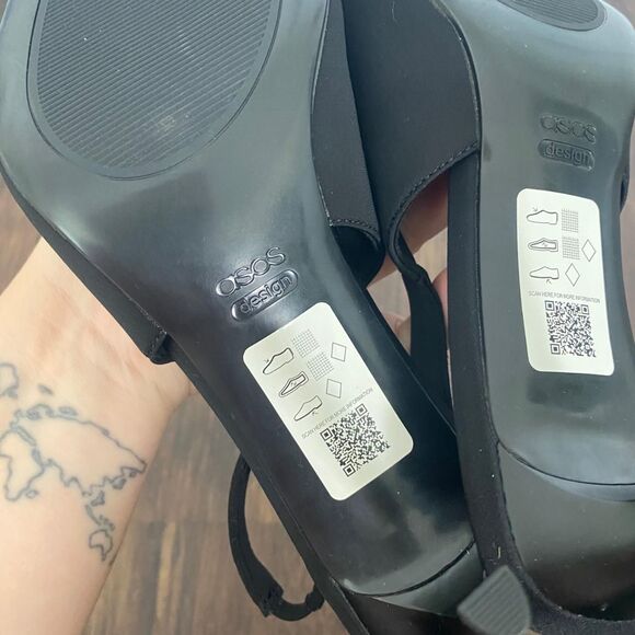 Asos Design Preppy Black Slingback Stiletto Pointy High Heels Wide Fit US 8 - Picture 6 of 6